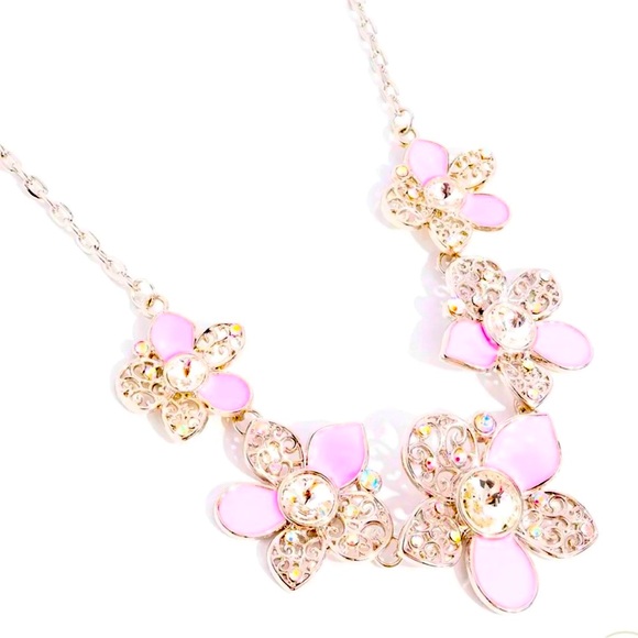 💦🌸💦  “APRIL SHOWERS BRING FLOWERS” PINK NECKLACE WITH EARRINGS ~ PAPARAZZI❗️💦🌸💦 - Picture 2 of 4